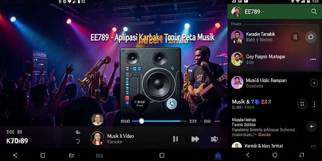 Tampilan antarmuka pengguna EE789 yang menarik untuk karaoke.